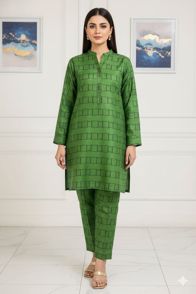 2 Pcs Unstitched jacuard Suit J-0637
